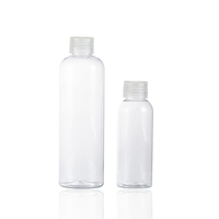 Botella de plástico transparente con tapa abatible para cosméticos, botella redonda de 50 ml, 75 ml, 100 ml, 250 ml