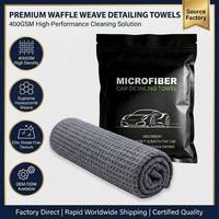 Chiffon de nettoyage en microfibre super absorbant à motif nid d'abeille sans traces pour le detailing automobile et le séchage des voitures