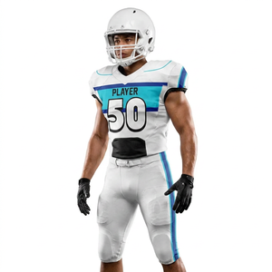 Comprar uniforme de fútbol americano sublimado ligero OEM ODM, aparejos de sarga, ropa de equipo duradera, conjuntos de pantalones de Jersey deportivos universitarios - Product Image 1