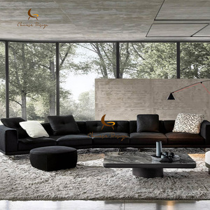 Juego de Sofás en Forma de L de Diseño Italiano Minimalista <span class=keywords><strong>Dylan</strong></span>, Muebles para Sala de Estar, Sofá Moderno de Lujo con Tela Blanca - Product Image 1