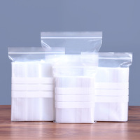 Sac refermable transparent en plastique avec étiquette blanche pour échantillons, bijoux, emballage alimentaire