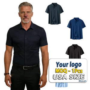 Paquete de 2 Camisas de Vestir Casuales de Negocios para Hombre, Elásticas, Antiarrugas, Transpirables, de Manga Corta, Corte Ajustado, Regalo para Papá en Verano - Product Image 1