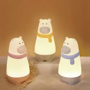 Lampu malam bentuk beruang lucu, penerangan Led hangat, dekorasi rumah bertenaga USB, pencahayaan sekitar menenangkan untuk kamar anak