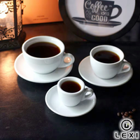 Modern wit keramiek porseleinen espresso kop en schotelset, duurzame constructie, meerdere inhoud (65ml-300ml), hotels, restaurants, cafés