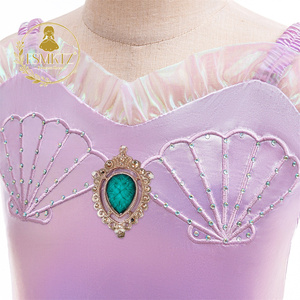 Robe de princesse Ariel la petite <span class=keywords><strong>sirène</strong></span> florale pour filles, robe longue formelle à col rond, jupe queue de poisson à paillettes, nœud pour cosplay d'enfants AMRY021 - Product Image 5