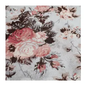100% Polyester Chiffon Stoff mit eleganten blauen und rosa Blüten Druck leicht und atmungsaktiv für Kleider und Röcke
