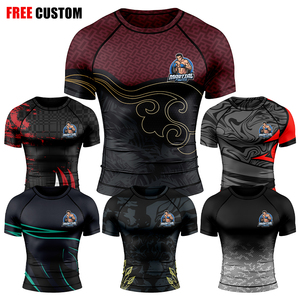 カスタムデザイン 耐久性 ボクシング レスリング ムエタイ ラッシュガード キッズ 大人用 ストレッチフィットネス スクール 格闘技 - Product Image 1