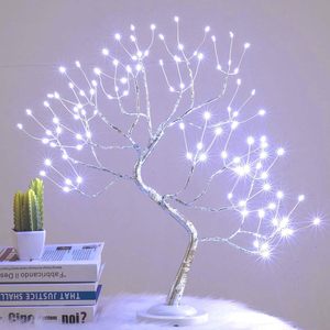 Máy tính để bàn Bonsai trang trí đèn bàn LED Máy tính để bàn ánh sáng ban đêm sắt cây bạc chi nhánh ngọc trai vàng lá hình ngôi sao Cây giáng sinh - Product Image 2