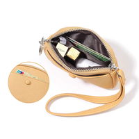 Dompet Koin Mini Kulit PU dengan Tali Pergelangan Tangan, Dompet Kartu Tipis dengan Ritsleting dan Kantong Snap, Grosir Logo Kustom Hadiah untuk Wanita