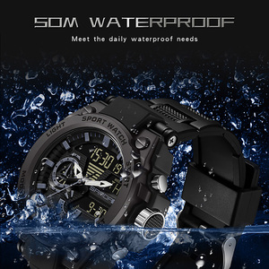 Sanda 418 Sports Multifunctional <b>Digital</b> <b>Watch</b>, Luminous <b>Waterproof</b> Slim Square Student Electronic <b>Watch</b> - Product Image 5