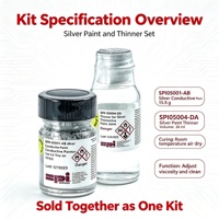 Kit SPI 05001-AB Peinture conductrice argentée 15,5 g + Diluant 05004-DA 30 ml pour la préparation d'échantillons SEM TEM