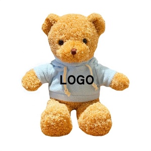 Logo Hoodies hayvan Plushies T-shirt giysileri ile 30cm özel peluş oyuncak ayı doldurulmuş oyuncak - Product Image 1