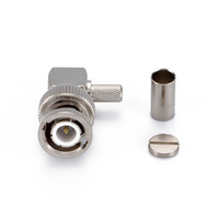 Conector macho de ángulo recto R/A de crimpado BNC para cable RG58 LMR195 LMR240 RG142