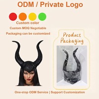 Masque de démon noir à cornes en plastique pour adulte, accessoire de cosplay pour fêtes et événements, vente en gros pour Halloween
