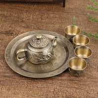 Service à thé classique exquis, style vintage de luxe léger, pour la maison, motif Dragon et Phénix, cadeau porte-bonheur, décoration chinoise portable
