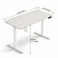 Bureau debout Moonki blanc en métal et MDF, hauteur réglable, avec crochets pour casque, support de tasse électrique, en forme de L, pour la maison