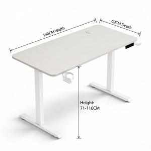White Color <b>Work</b> Standing Table Height Adjustable With Headphone Hook Electric Standing <b>Desk</b> Surface Cup Holder For Home Office - Product Image 5