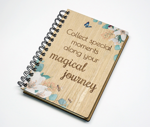 Cubierta <span class=keywords><strong>de</strong></span> cuaderno <span class=keywords><strong>de</strong></span> madera A5 personalizada al por mayor diseño impreso con láser y Flor <span class=keywords><strong>de</strong></span> pera para regalos o uso escolar - Product Image 6