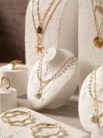 Présentoir à bijoux blanc en plâtre style onyx, support de collier, plateau pour boucles d'oreilles et bagues, présentoir d'accessoires, accessoire de photographie