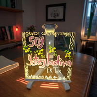 Tableau effaçable à sec en acrylique transparent LED Présentoir à lettres LED 7 couleurs pour néons personnels
