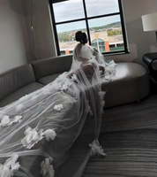 Robe de soirée élégante en tulle sur mesure avec cape pour mariée Vestidos De Noche
