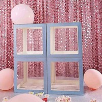 Caja transparente para globos de bebé, regalos de fiesta de nacimiento, embalaje con lados de ventana de pvc, novedad