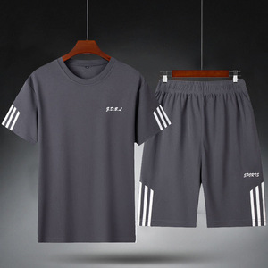 Ensemble de survêtement sportif pour hommes, t-shirt à manches courtes, coupe ample, séchage rapide, pour l'entraînement au basketball et la course à pied - Product Image 3