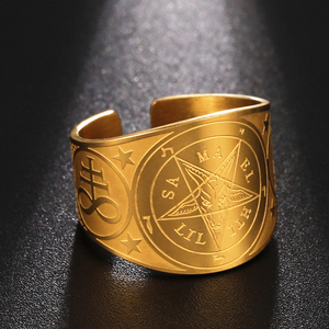 Myshape Sigil of <span class=keywords><strong>Baphomet</strong></span> перевернутая пентаграмма из нержавеющей стали кольцо Защита Амулет Викка колдовская церковь сатана ювелирные изделия - Product Image 2
