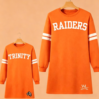 Robe sweat-shirt oversize pour femme, rayée, à manches longues, col rond, avec impression personnalisée de lettres d'équipe, décontractée et ample, pour le jour du match
