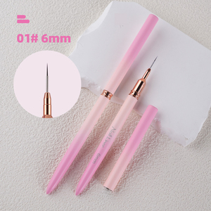 Vente Flash : <span class=keywords><strong>Pinceaux</strong></span> de Précision Flexibles Haut de Gamme pour Nail Art, Manche Métallique Dégradé en Nylon, 6 Pièces (6/9/12/15/18/25 mm) - Product Image 6