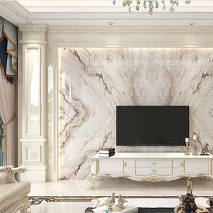 Custom Marble TV Feature <b>Wall</b> European <b>Light</b> Luxury Living Room Media <b>Wall</b> with Panel & Decorative Cabinet - Product Image 3