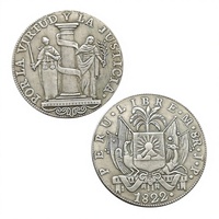 Monedas Conmemorativas de Estilo Antiguo de Perú de 1822, 8 Reales (Monedas Provisionales) y Fernando VII, Regalos, Decoración del Hogar