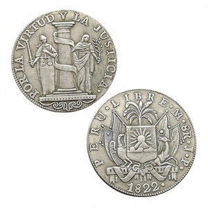 Pièces commémoratives de style antique du Pérou <span class=keywords><strong>1822</strong></span>, 8 réales (monnayage provisoire) et Fernando VII, cadeaux, décoration intérieure - Product Image 3