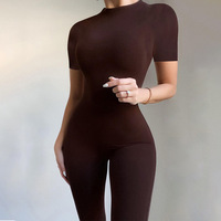 GIMILY OEM&ODM Combinaisons et Bodys Personnalisés pour Femmes, Mode, Manches Courtes, Fermeture Éclair, Combinaison de Sport et de Yoga de Haute Qualité