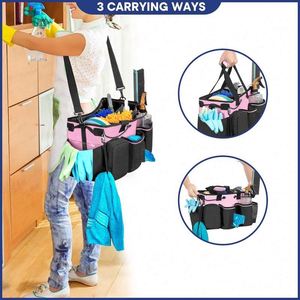 BSCI Factory Large Professional Cleaning Caddy With Detachable <b>Divider</b> Supply Organizer Cleaning <b>Bags</b> for Housekeepers Cleaners - Product Image 3