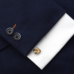Mancuernillas para <span class=keywords><strong>Camisa</strong></span> Francesa para Hombre, Botones Redondos Simples en Oro y Plata, con <span class=keywords><strong>Nudo</strong></span>, Blancas y Azules - Product Image 3