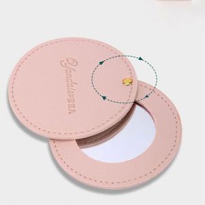 Wholesale Portable Customizable LOGO PU <b>Round</b> Leather Makeup Mirrowith Logo for <b>Small</b> Gift - Product Image 6
