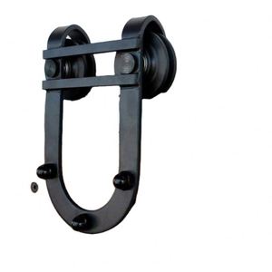 WEKIS Kit de Herrajes para Puerta Corredera de Estilo Moderno, Duradero, en Forma de Herradura, de Acero al Carbono Negro y Latón, para Puertas de Granero, Dormitorios y Cocinas - Product Image 3