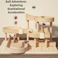 Carrera de mármol de madera para niños, juguetes de bloques de construcción de madera y juego de construcción, juguetes educativos de aprendizaje temprano para bebés pequeños