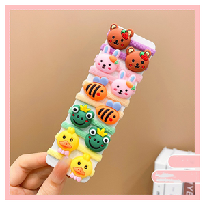 10 шт./упак. Детские резинки для волос из высокоэластичной ткани с милыми цветами и фруктами, в европейско-американском стиле, для девочек - Product Image 6