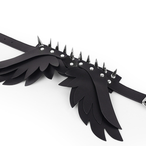 천사 날개 수제 BDSM 가죽 칼라 금속 스파이크 펑크 초커 제출 롤 플레이 성인 고스 목걸이 액세서리 - Product Image 5