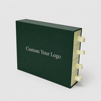 Boîte cadeau rigide personnalisée vert forêt à 4 tiroirs, logo argent mat OEM, emballage cadeau de luxe pour hôtel, spa, soins de la peau, chocolat