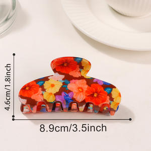 Grande pince à cheveux florale colorée en plastique, accessoires pour cheveux avec design floral flexible - Product Image 4