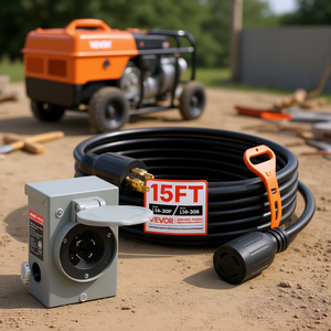 Cable para generador Vevor de 15 pies, 30 amperios, con caja de entrada L14-30P L14-30R para generador de gasolina, cable de cobre, certificado ETL - Product Image 2