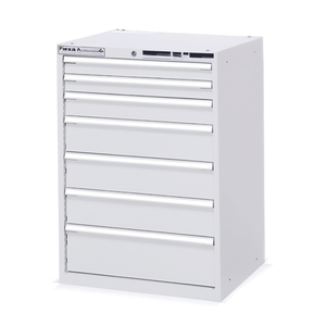 Fami Flexa Series <b>Drawer</b> Cabinet 7 <b>Drawers</b> L717 D600 H1000 Light Grey Ral7035 <b>Tool</b> Storage - Product Image 3
