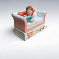 Großhandel & Maßgefertigte Harz-Figur, Mädchen am Couch-Buch-Leseplatz, Handbemalte Schreibtisch-Heimdekoration, Großmengenlieferung OEM-Service