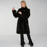Damen 100 cm langer natürlicher Nerz Pelzmantel New Fashion Casual Winter Oberbekleidung Natürliche Farbe Polyester Futter Direct Raw