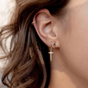 Boucles d'oreilles créoles miniatures personnalisées en argent sterling S925, motif vague torsadée, style INS simple et original - Product Image 4