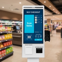 Kios Layanan Mandiri Cairan Self Service Checkout 23 Inch untuk Restoran & Retail, Sistem Pemesanan & Pembayaran dengan Pemindai Barcode QR Android, Terminal POS