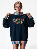 Sweat-shirt à col montant pour femme, plusieurs couleurs au choix, longueur allongée, logo brodé personnalisé